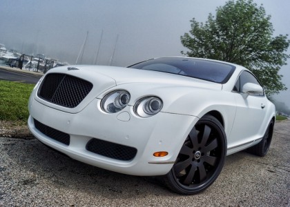 Bentley Continental Matte White Wrap – Black Powder Coated Forgiato Rims and Grilles