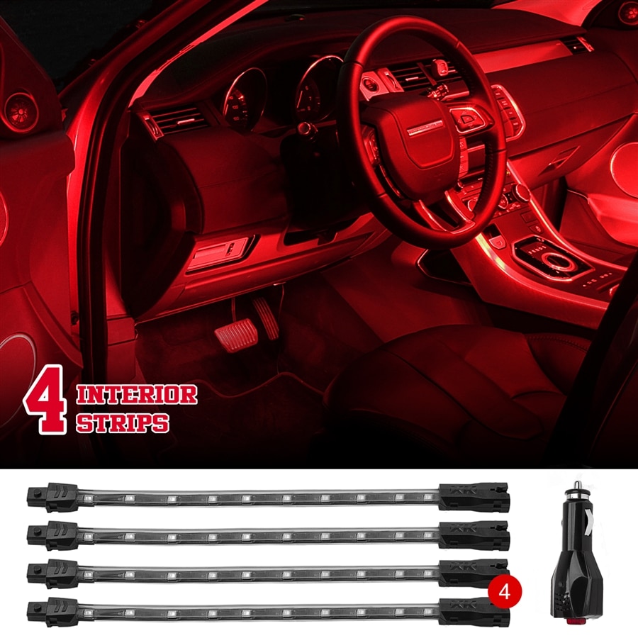 8PC LED Underbody Strip Neon Light Kit 3 Patterns Waterproof All Included RED 