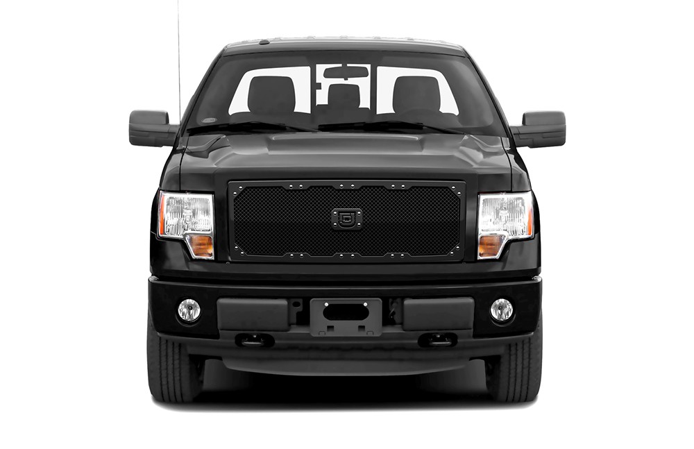  Sniper Truck Grille Rejilla primaria para Ford F150 2009-2014 se adapta a todos excepto a los modelos Custom Chrome Package/Harley Davidson Style Grilles (acabado negro mate) - Mr. Kustom Auto Accessories and Customizing