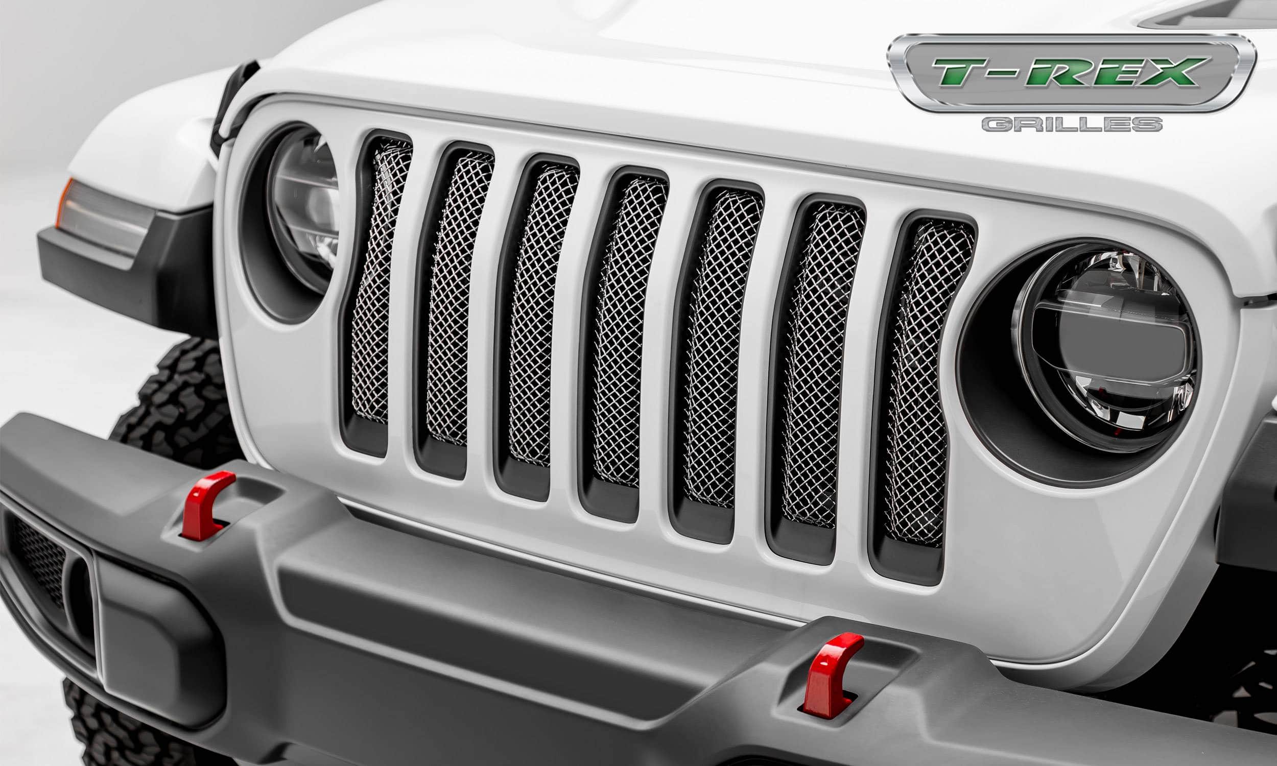 Jeep Wrangler JL - Sport Series - Formed Mesh Grille - Installs behind  factory grille - Polished - Mr. Kustom Auto Accessories and Customizing